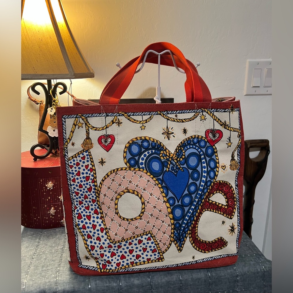 Brighton Celebrate Holiday Love Print Tote Bag